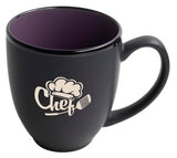 Bistro 16oz 2tone black/purple ceramic mug in Ripple gift box - Etched