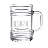 Tin-Can Beer 13.5oz clear glass handled mug - Etched
