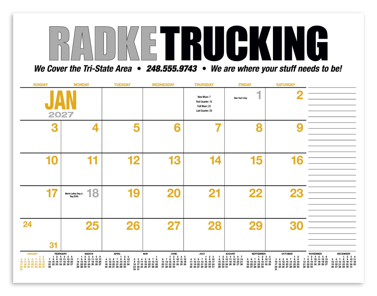 HotLine® Products 13-Month Desk Pad Calendar