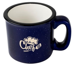 Camper 15oz speckled 2tone cobalt/white mug - Etched