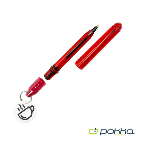Pokka? Pocket Pen w/Dock & Chrome Keyring & Charm in Tin Box