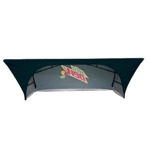 72 Hr Fast Ship - Sublimated Stretch Curved Fit Table Throw for 8ft table, 3 sided, Open Back