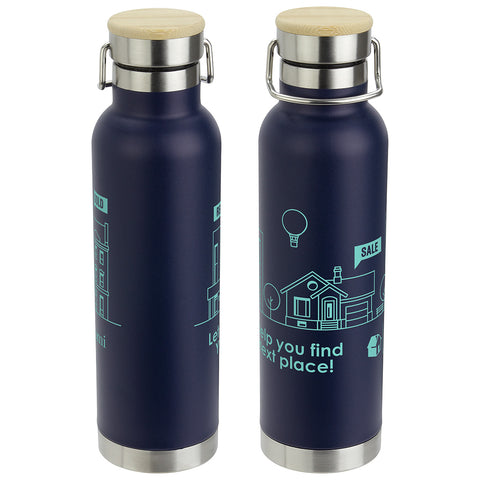 Cusano 22 oz Vacuum Insulated Stainless Steel Bottle with Bamboo Cap