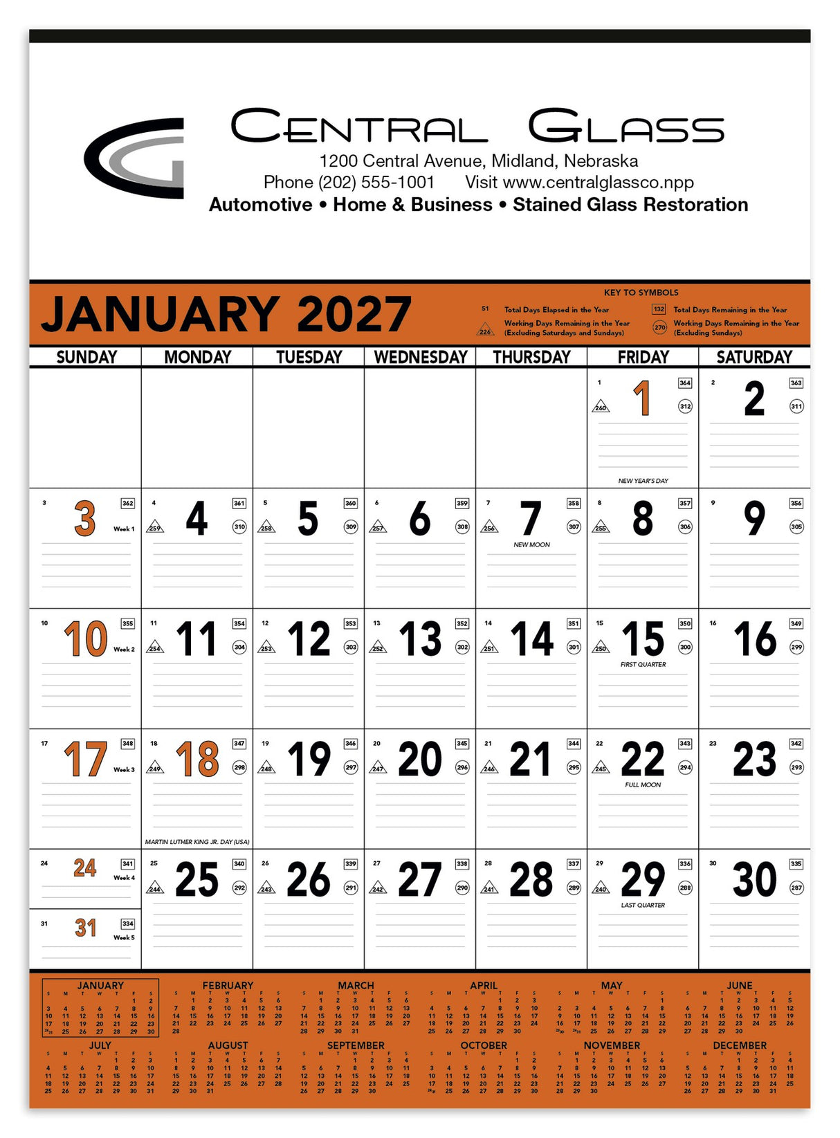 Triumph® Calendars Orange & Black Contractor Memo Calendar
