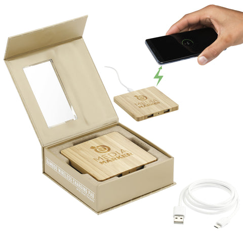 FSC® 100% Bamboo Wireless Charging Pad with Dual Outputs