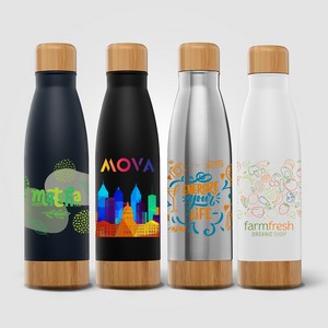 Ibiza Bamboo - 21 oz. Double-Wall Stainless Bottle - ColorJet