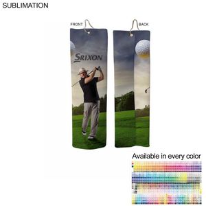 000557 Microfiber Dri-Lite Terry Golf Towel, Finished size 5x18, Trifold Grommet & Hook, Sublimated