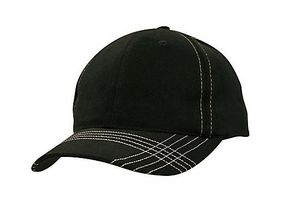Brushed Heavy Cotton Cap w/Contrast Cross Stitching on Peak