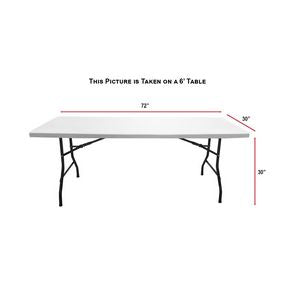 24Hr Express Ship - 6' LazerCut 3-Sided Sublimated Tablecloth, Drape Style, Open Back
