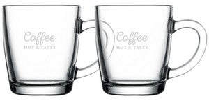 ~Affogato 11oz mug clear glass S/2 in a Mystique gift box - Etched