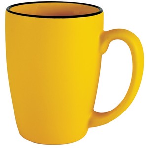 Houston 16oz matte yellow/black ceramic mug in Ripple gift box- Etched