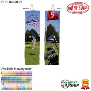 72 Hr Fast Ship - Plush Velour Terry Cotton blend Golf Towel, Finished size 5x18, Trifold