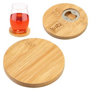 Bamboo Coaster with Bottle Opener