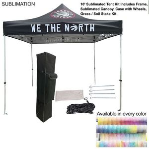 000550  Premium Sublimated Tent Kit 10', Includes Premium 40mm Aluminum Frame, Canopy, Case, Grass Stake Kit