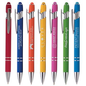 Ellipse Softy Brights w/Stylus - Laser Engraved - Metal Pen