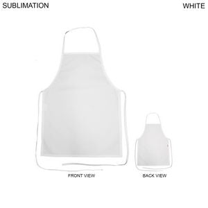 Domestic made Bib Apron, 19x24, No pockets, Fully sublimated Background, White or Stock Colored ties