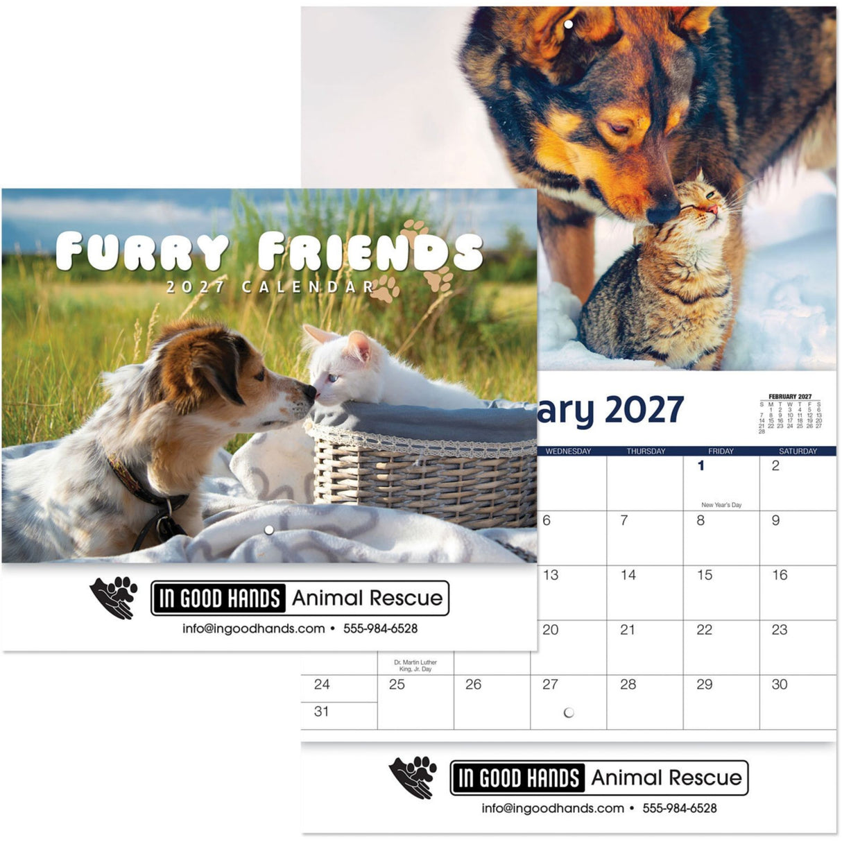 Furry Friends Wall Calendar Stapled