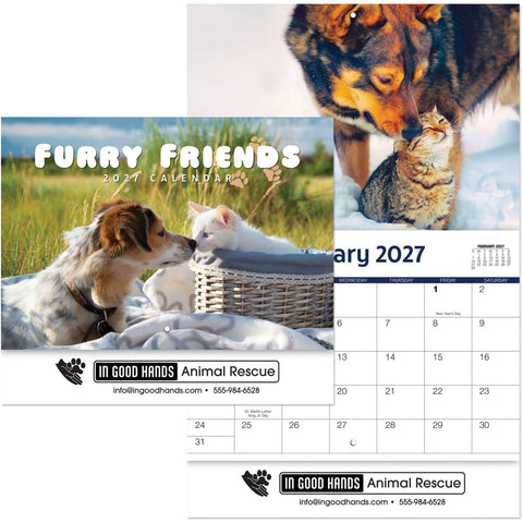 Furry Friends Wall Calendar Stapled
