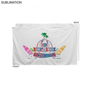 Plush and Soft Velour Terry Cotton Blend White Beach Towel, 35x60, Sublimated Full color Logos