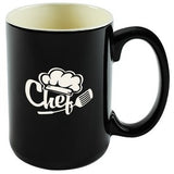 Hanna 14oz 2tone black/cream mug in Ripple gift box - Etched