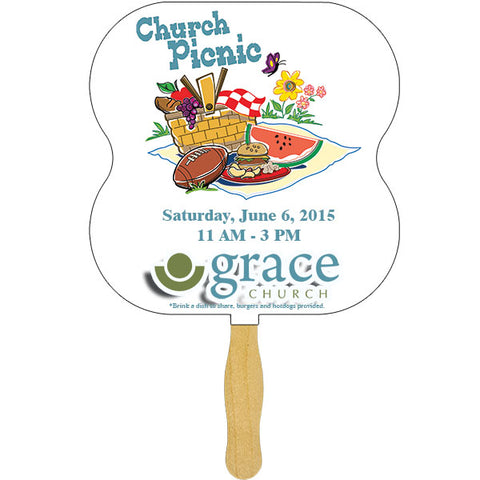 Seashell Glued Hand Fan (1 Side/ Four Color Process Imprint)