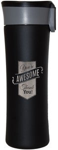 Helix 16oz black matte stainless steel vacuum tumbler with push-button lid - Etch