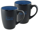 ~Cottager 12oz matte black mug with sky blue interior S/2 in Mystique gift box