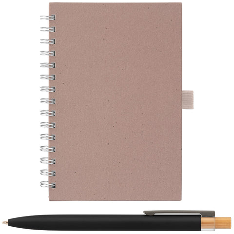 Terra Recycled Milk Carton Hard Cover Spiral A5 Notebook & Reborn Pen Set