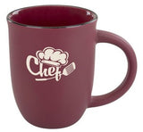 Salem 14oz burgundy matte ceramic mug with black trim - Etched