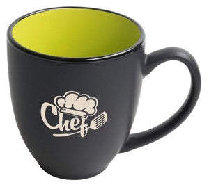 Bistro 16oz 2tone black/green mug in Ripple gift box - Etched