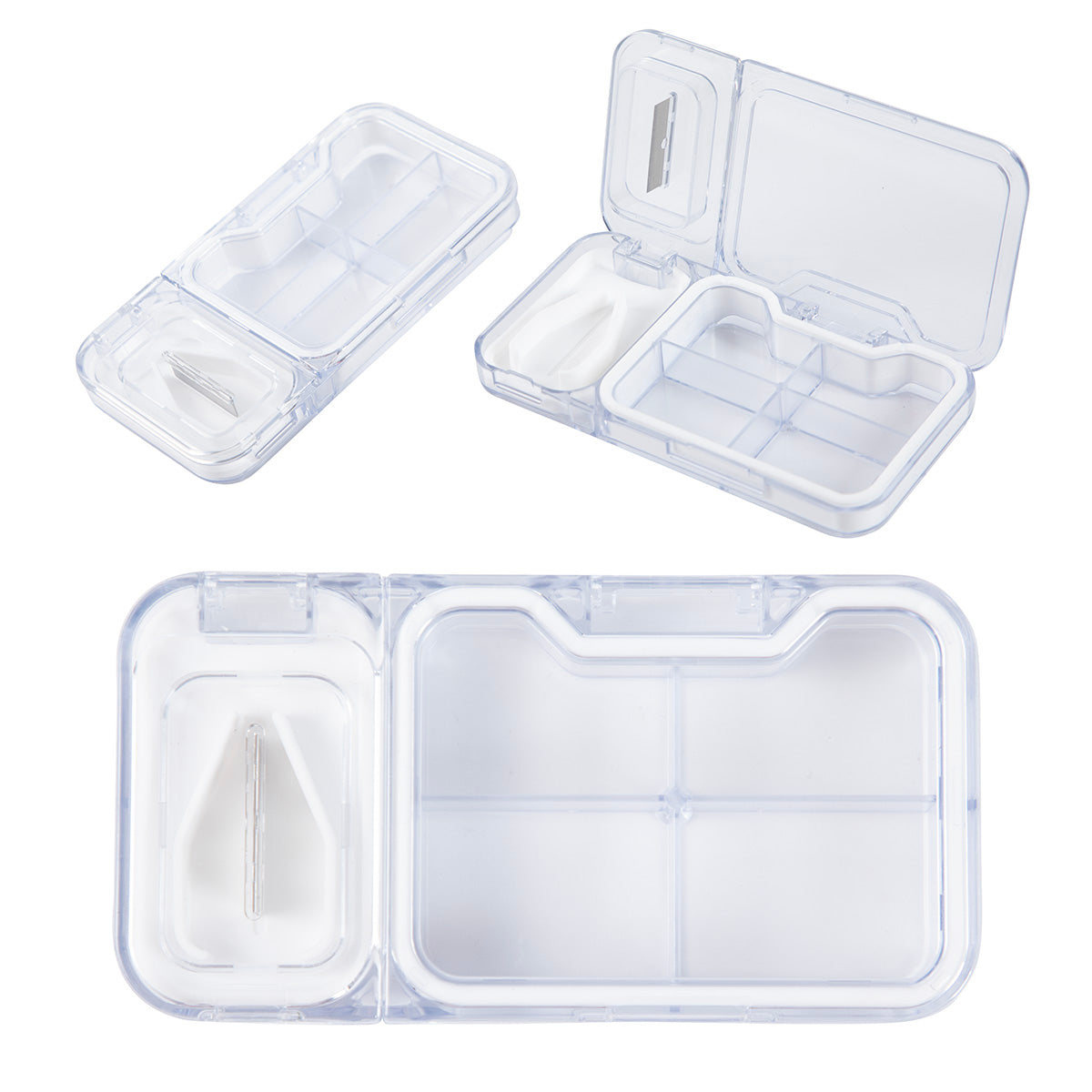 Cache 4-Compartment Pill Box with Tablet Cutter