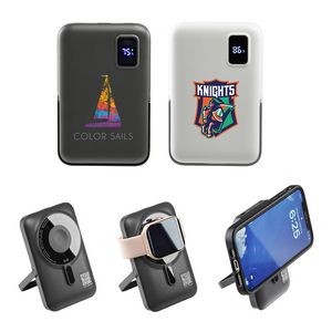 Regal 10000mAh 20W PD Power Bank w/15W Magnetic Wireless Charger, Watch Charger & Phone Stand