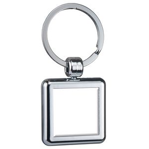 Two Sided Budget Chrome Plated Plastic Domed Key Tag Square