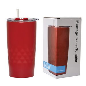 Montego 600 Ml. (20 Fl. Oz.) Double Walled Travel Tumbler With Straw