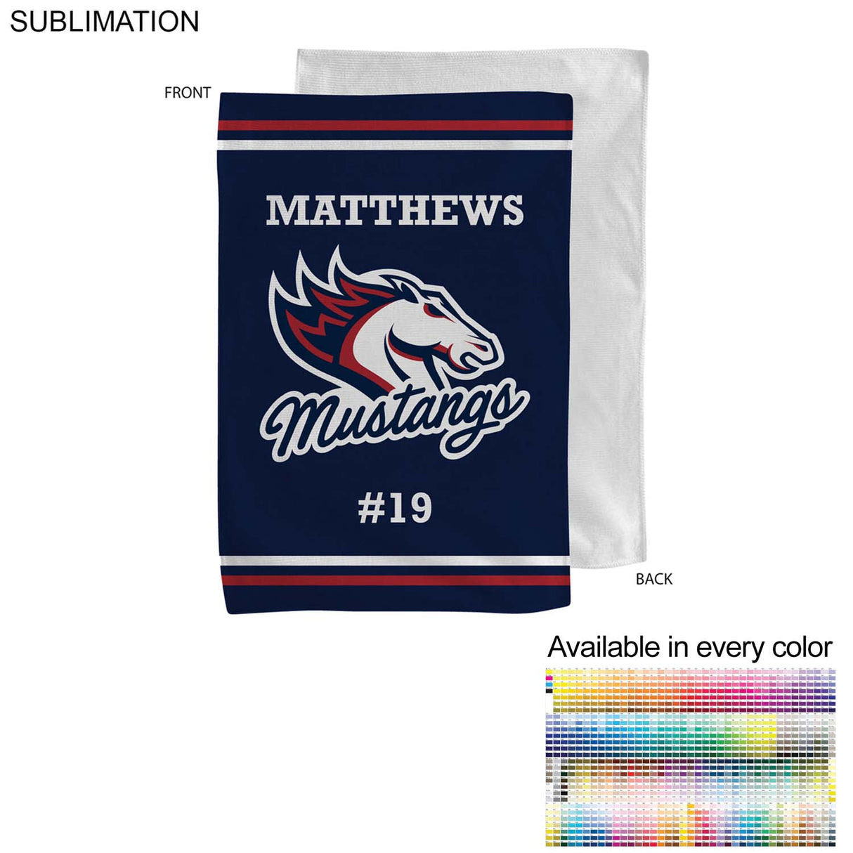 Team Towel in Microfiber Dri-Lite Terry, Sublimated Sports Towel (12"x18")