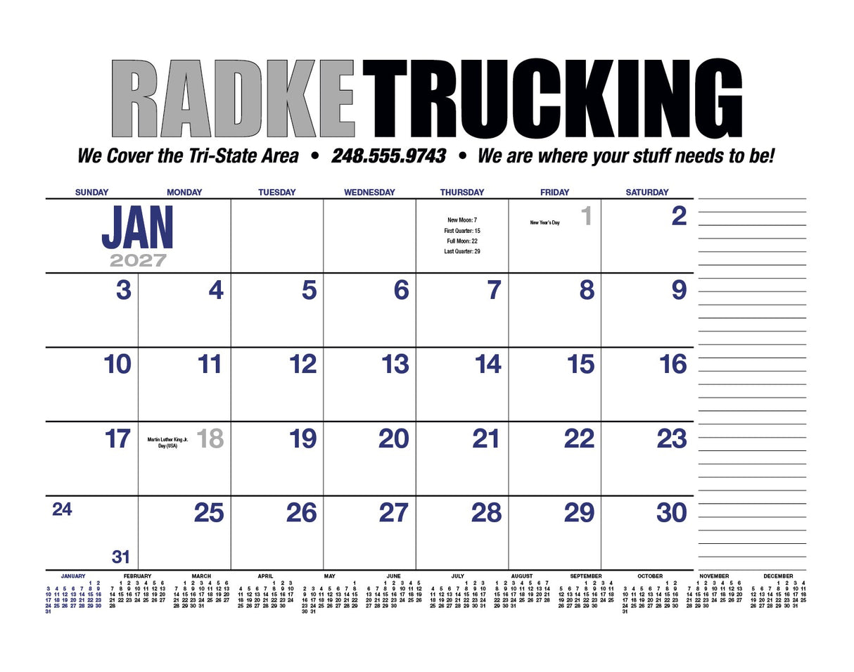 HotLine Products 13-Month Desk Pad Calendar image