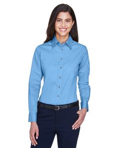 000251 Harriton Ladies' Easy Blend™ Long-Sleeve Twill Shirt with Stain-Release