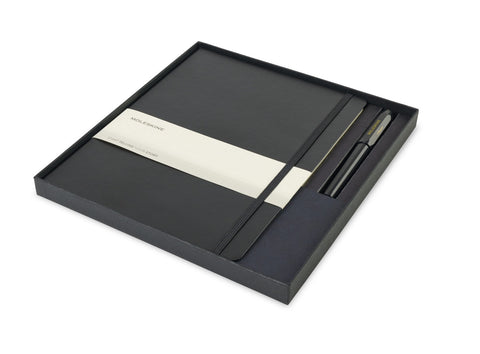 Moleskine X-Large Notebook and Kaweco Pen Gift Set - Black