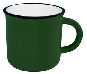 Fireside 16oz dark green/white mug with black trim in a Ripple gift box