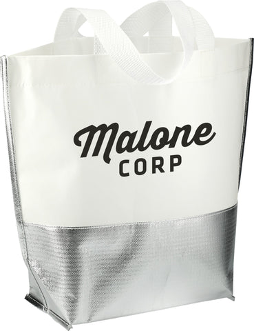 Large Laminated Metallic Bottom Tote