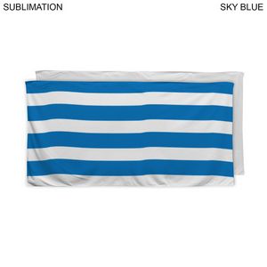 72 Hr Fast Ship - Cabana Stripe Sublimated Plush and Soft Velour Terry Beach Towel, 30x60