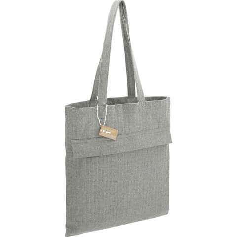 Recycled Cotton Herringbone Tote w/Zip Pocket 7oz