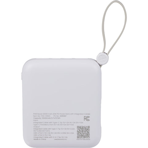 PWR Boost 10000 mAh 20W PD Power Bank w/ Cables