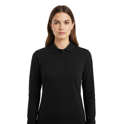 Birdie Ladies Long Sleeve Pique Mesh Polo Shirt