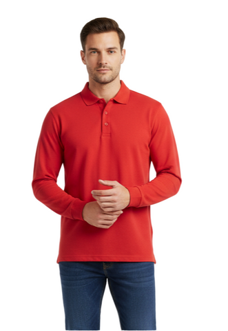 Birdie Men's Long Sleeve Pique Mesh Polo Shirt