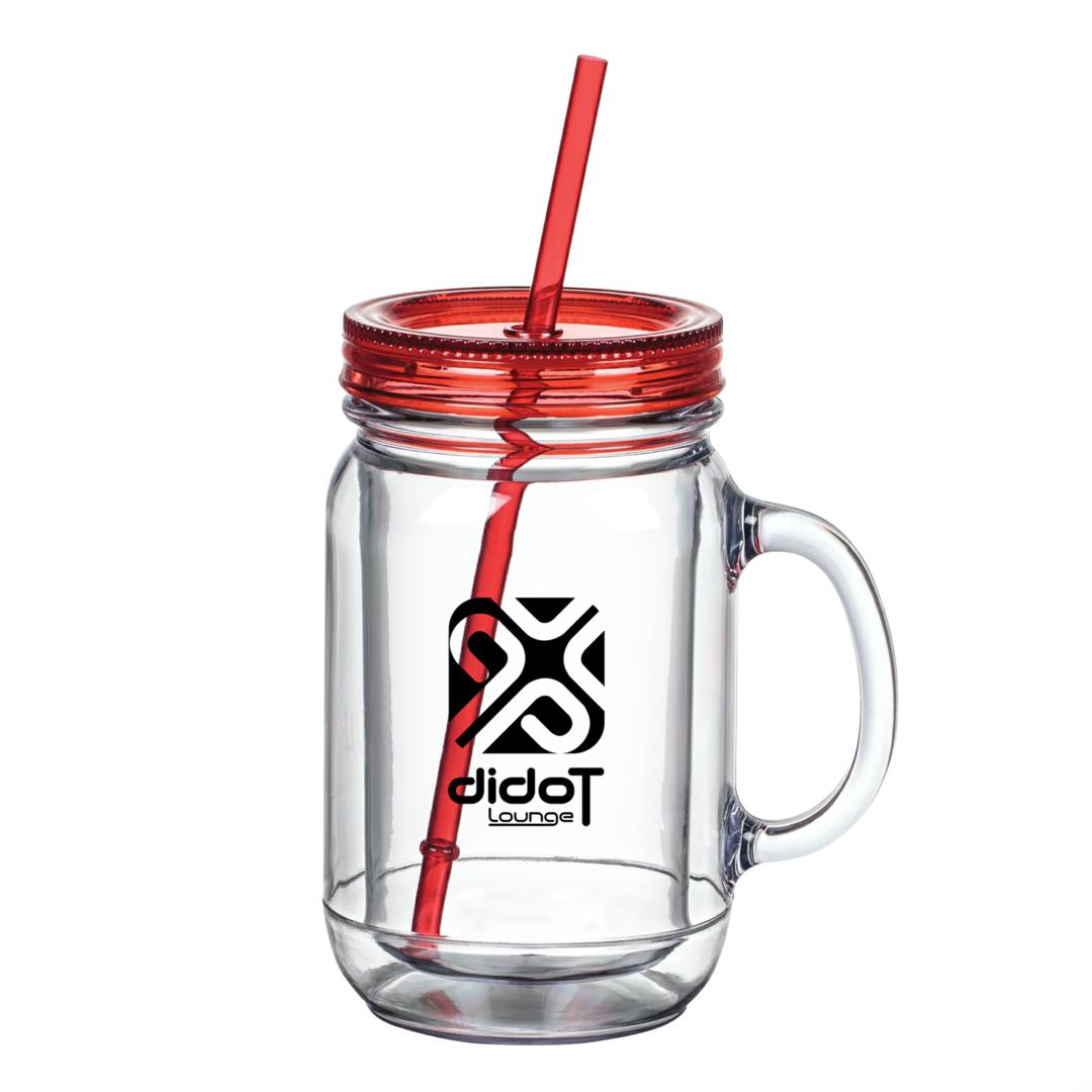 Vaso Mason Jar w/Straw Lid - 18oz