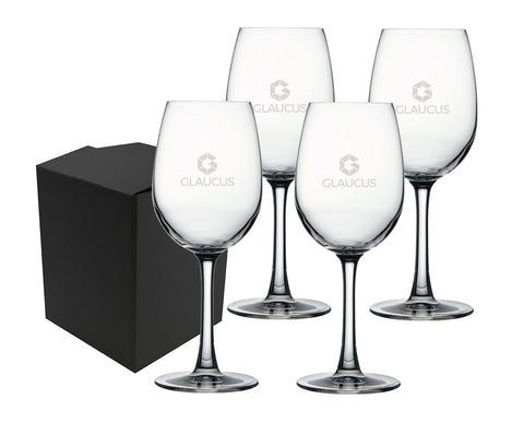 Reserva 12oz crystalline stemmed wine glass S/4 in a Sable black gift box