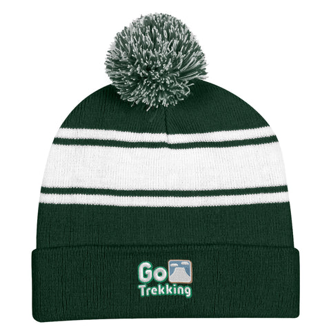 Two-tone Knit Pom Beanie With Cuff
