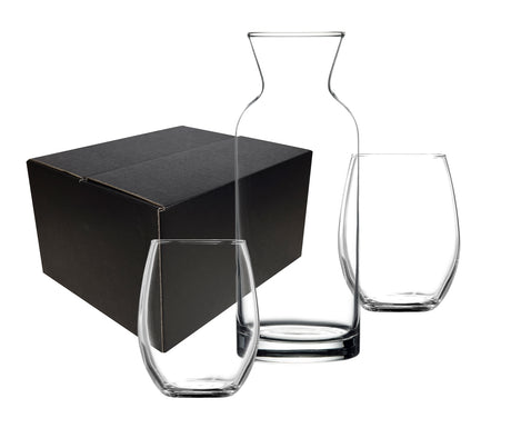 ~ Veranda & Lyric Set, 1 carafe, 2 wine glasses in a Shadow Gift box
