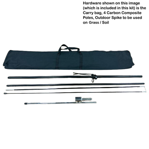 12' Medium Tear Drop Flag Kit, Full Color Graphics One Side, Outdoor Use Spike base and Bag Included